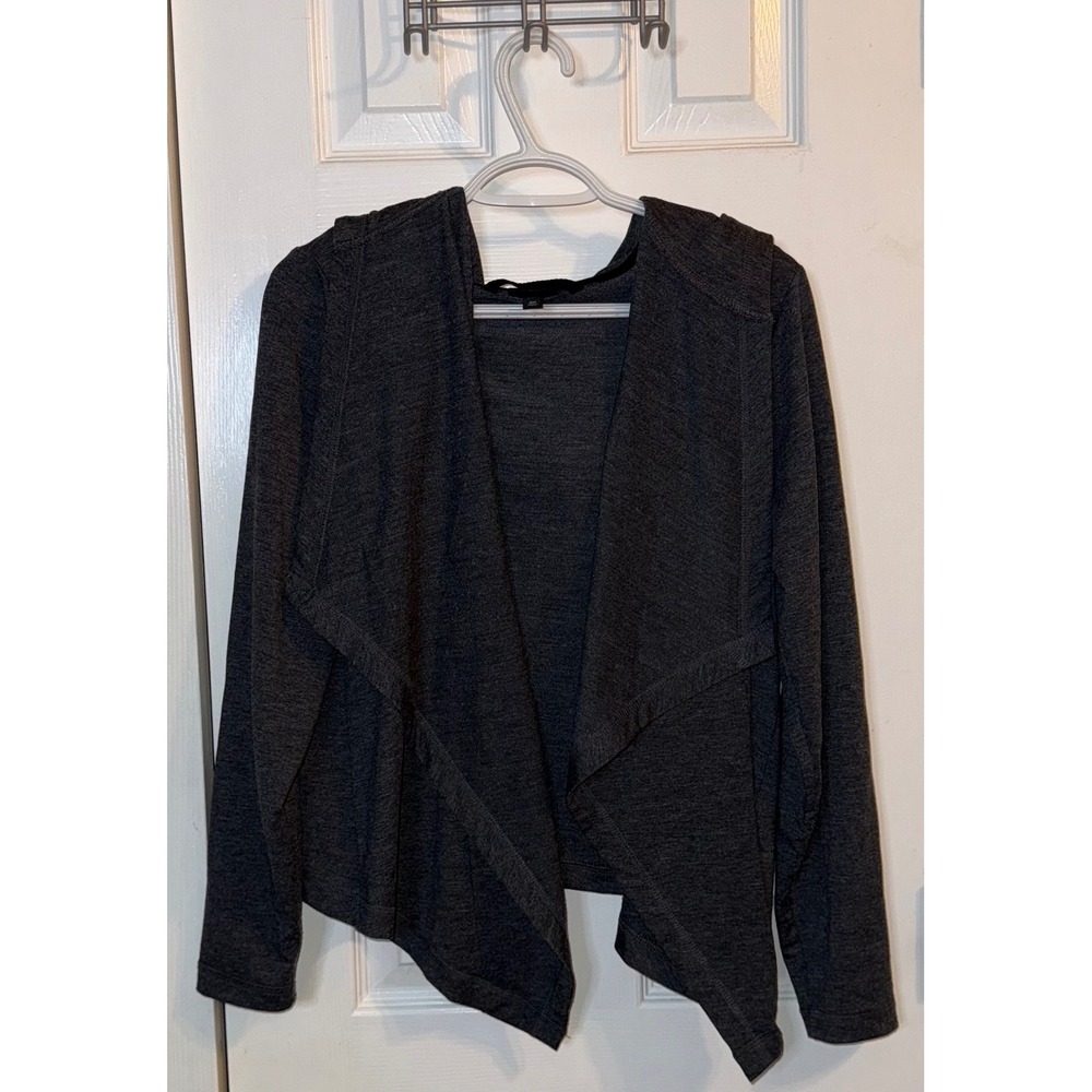 Torrid Open Front Hooded Cardigan Womens 00 Gray Good Stretch Draped Raglan